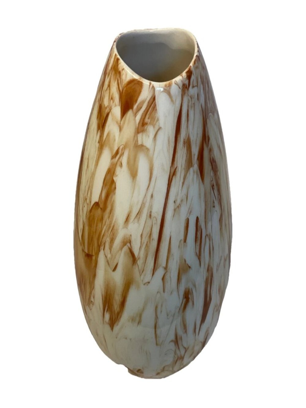 Manhattan Chic Caramel Latte Swirled Glass Blown 8 inch Tall Vase Art Decor